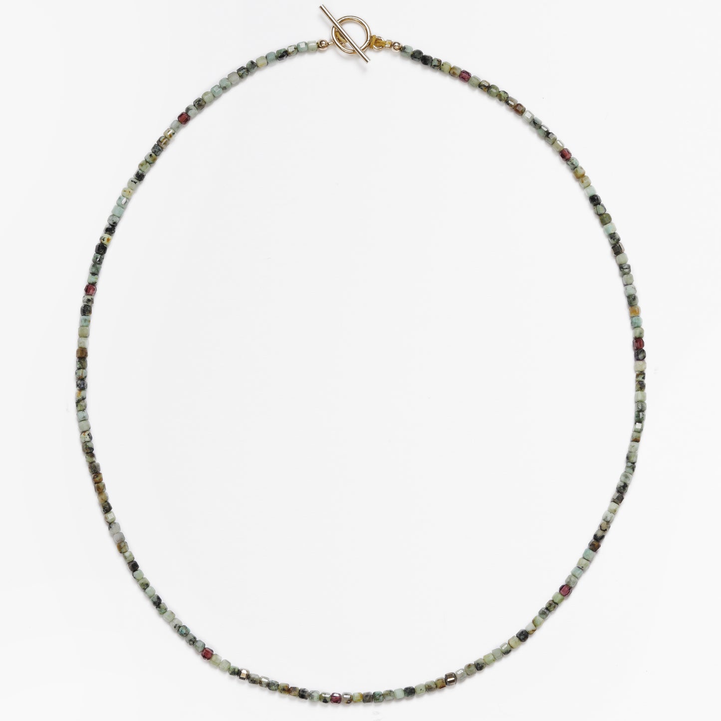 collier ras de cou perles turquoises ,africaines grenat lie de vin fermoir OT Gold filled
