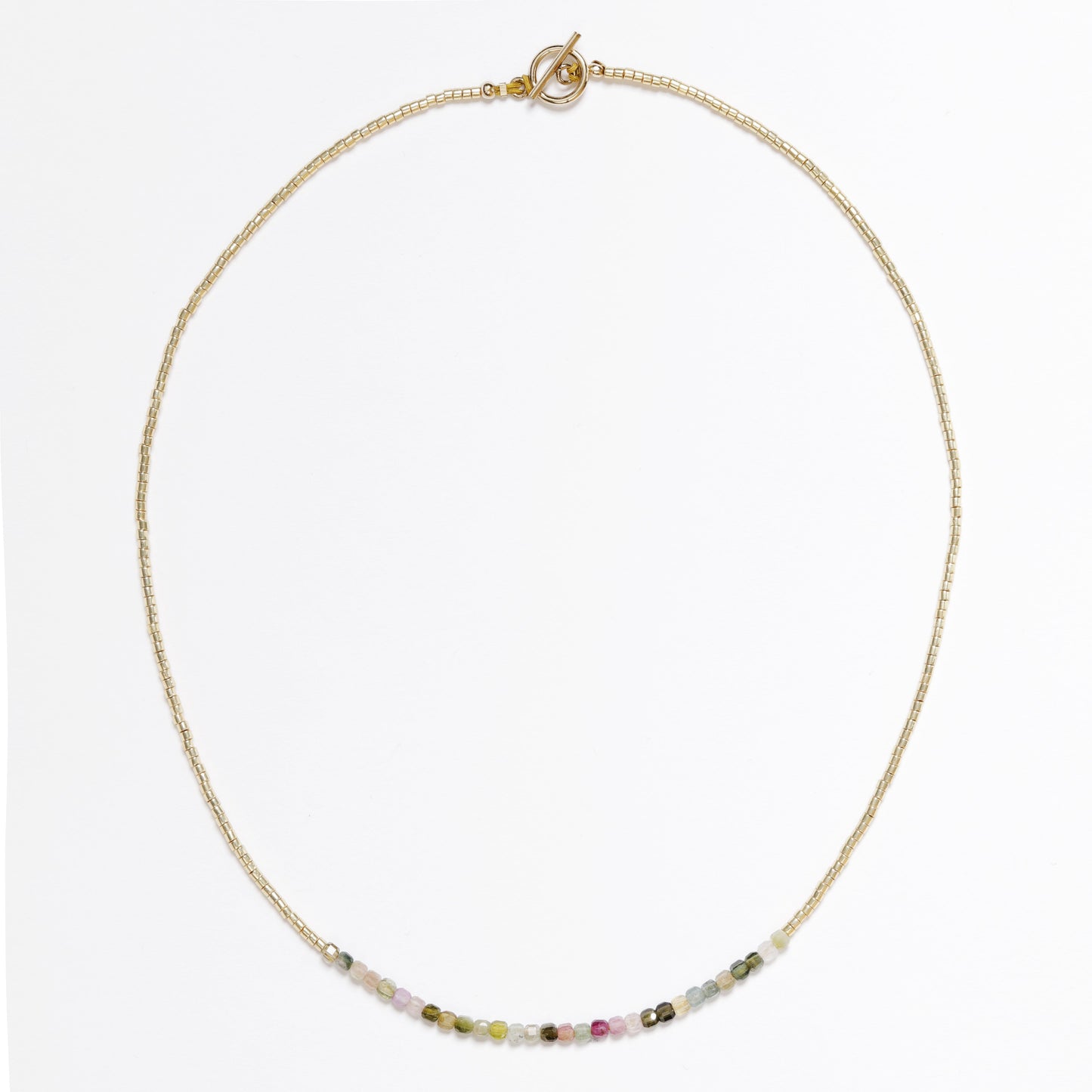 collier ras de cou tourmaline perles japonaises miyuki dorees fermoir OT Gold filled journee singuliere
