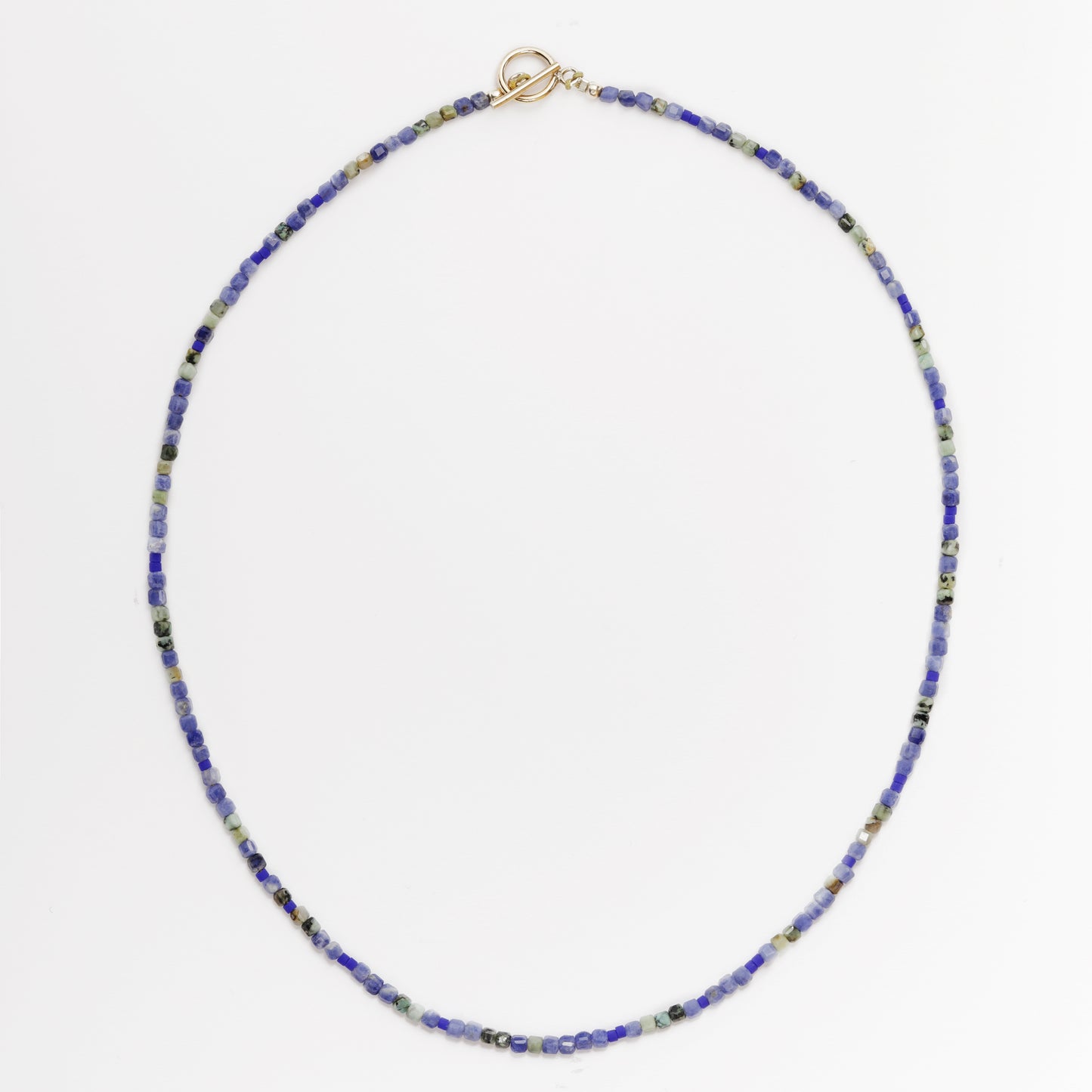 collier court ras de cou turquoise africaine cyanite bleue Miyuk iblue fermoi OT Gold-filled