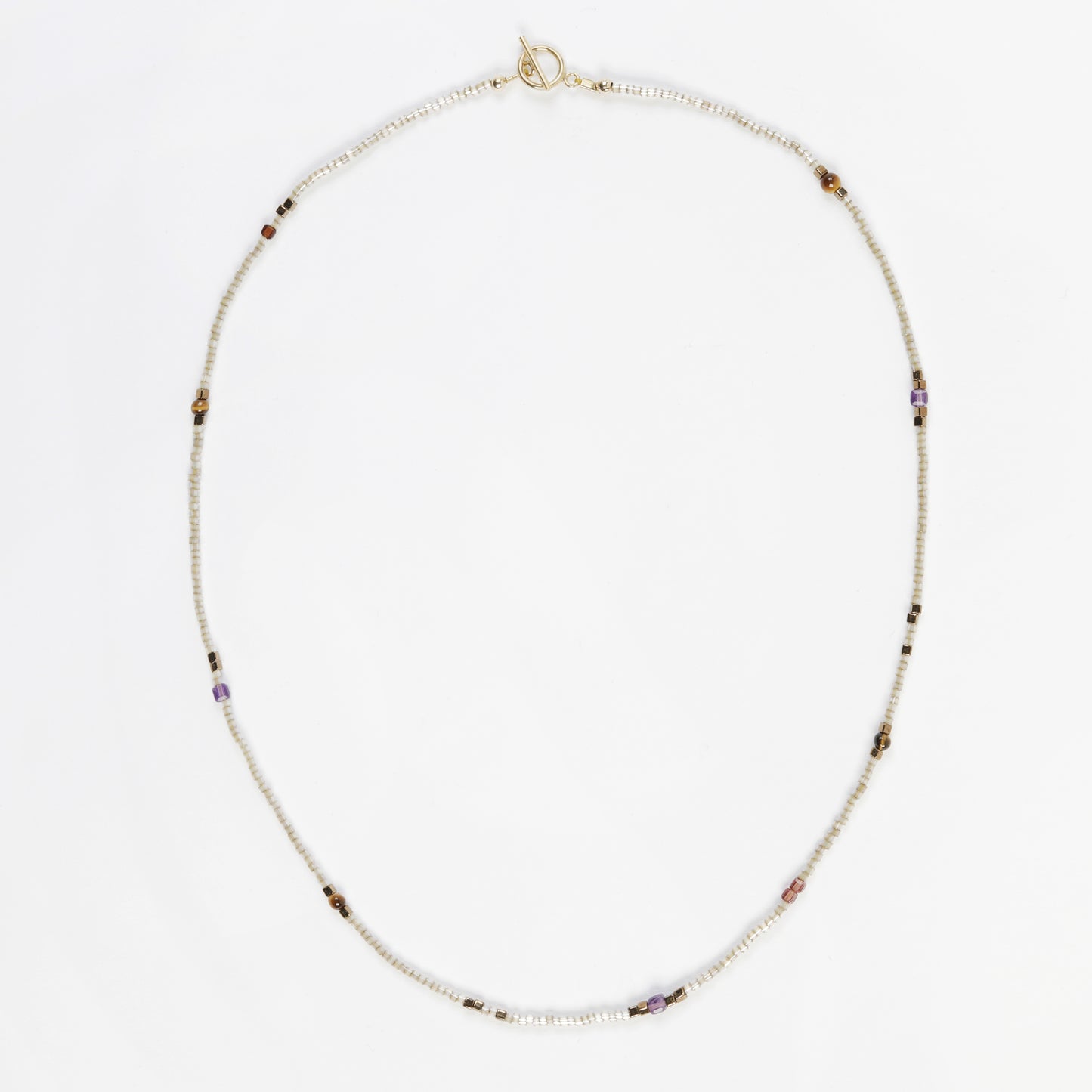 Collier amethyste oeil de tigre perles grenat lie vin perles Miyuki carrees journee singuliere