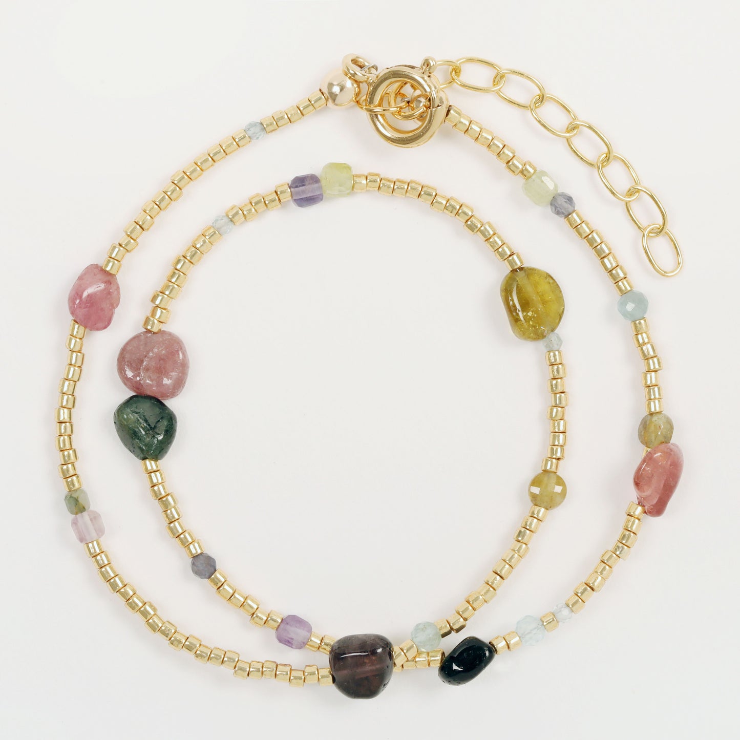 bracelet double tour avec rallonge fermoir plaque or journee singuliere