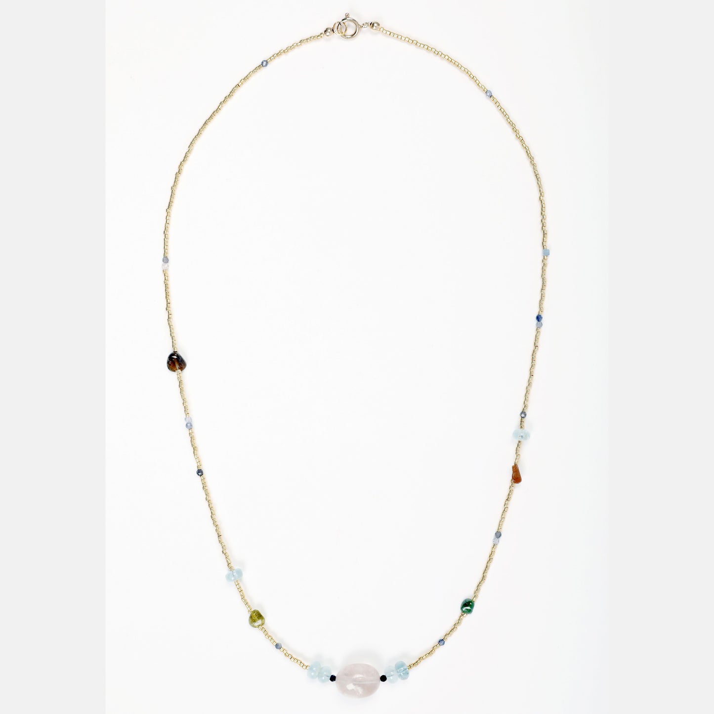 collier miyuki cordierite tourmaline aigue marine quartz cristal swarovski fermoir plaque or journee singuliere