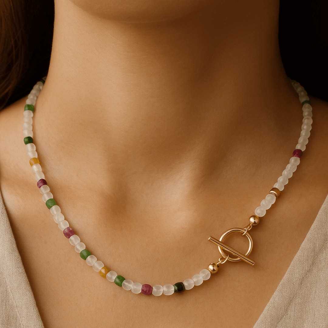 Collier ras-de-cou en pierre naturelles et semi-précieuses
