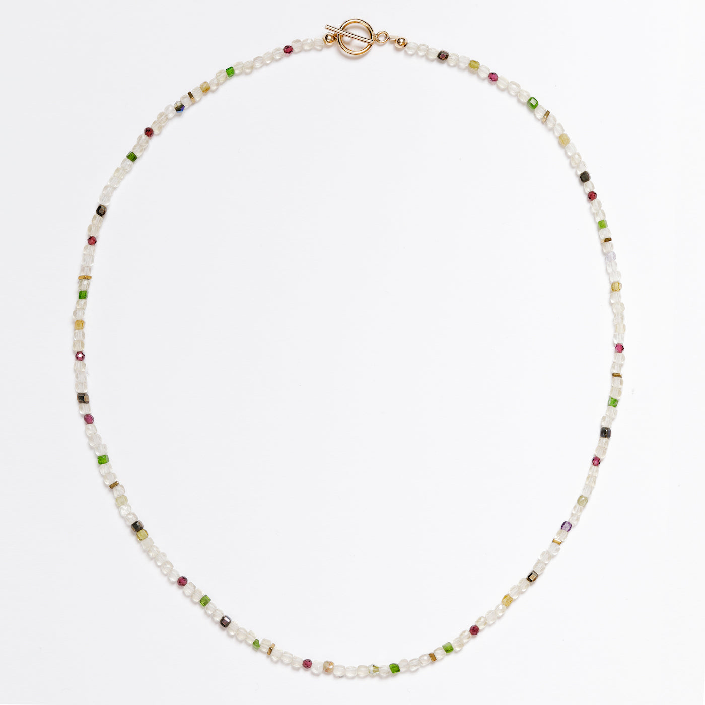 Collier ras de cou rubis citrine diopside tourmaline hematite doree fermoir OT Gold filled