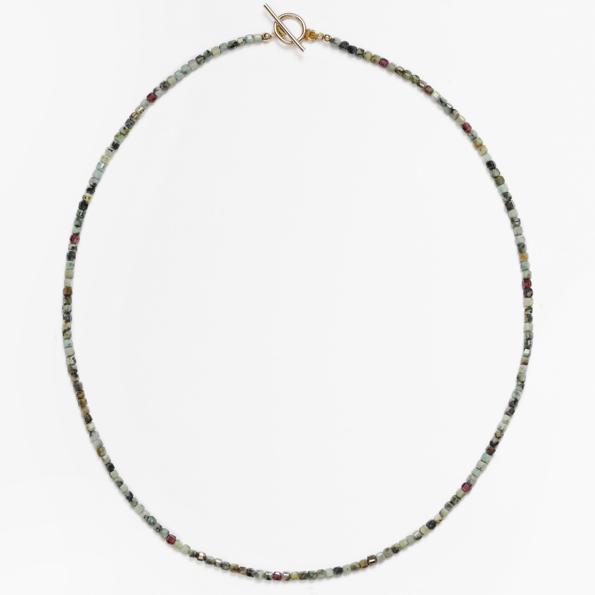 collier ras de cou perles turquoises ,africaines grenat lie de vin fermoir OT Gold filled
