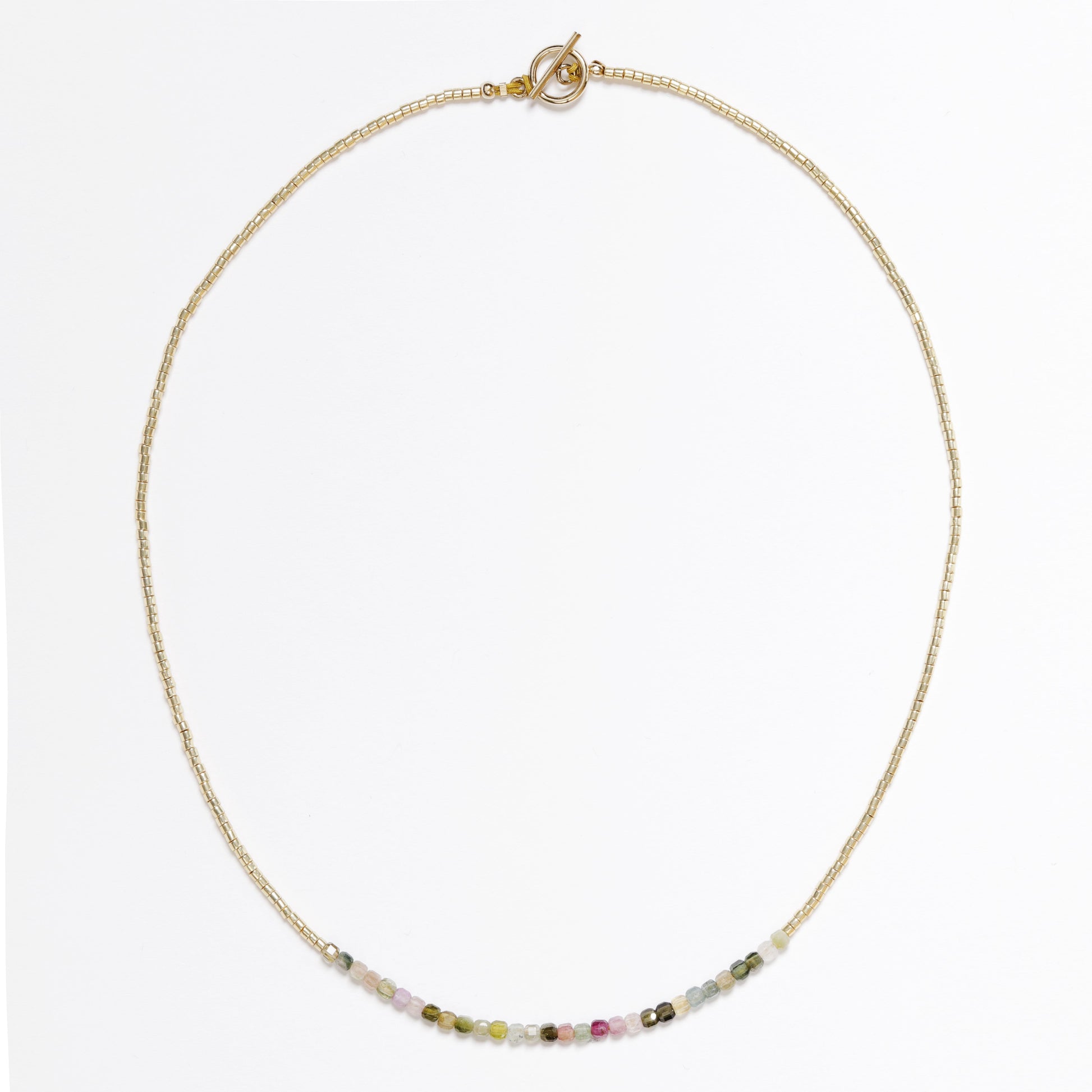 collier ras de cou tourmaline perles japonaises miyuki dorees fermoir OT Gold filled journee singuliere