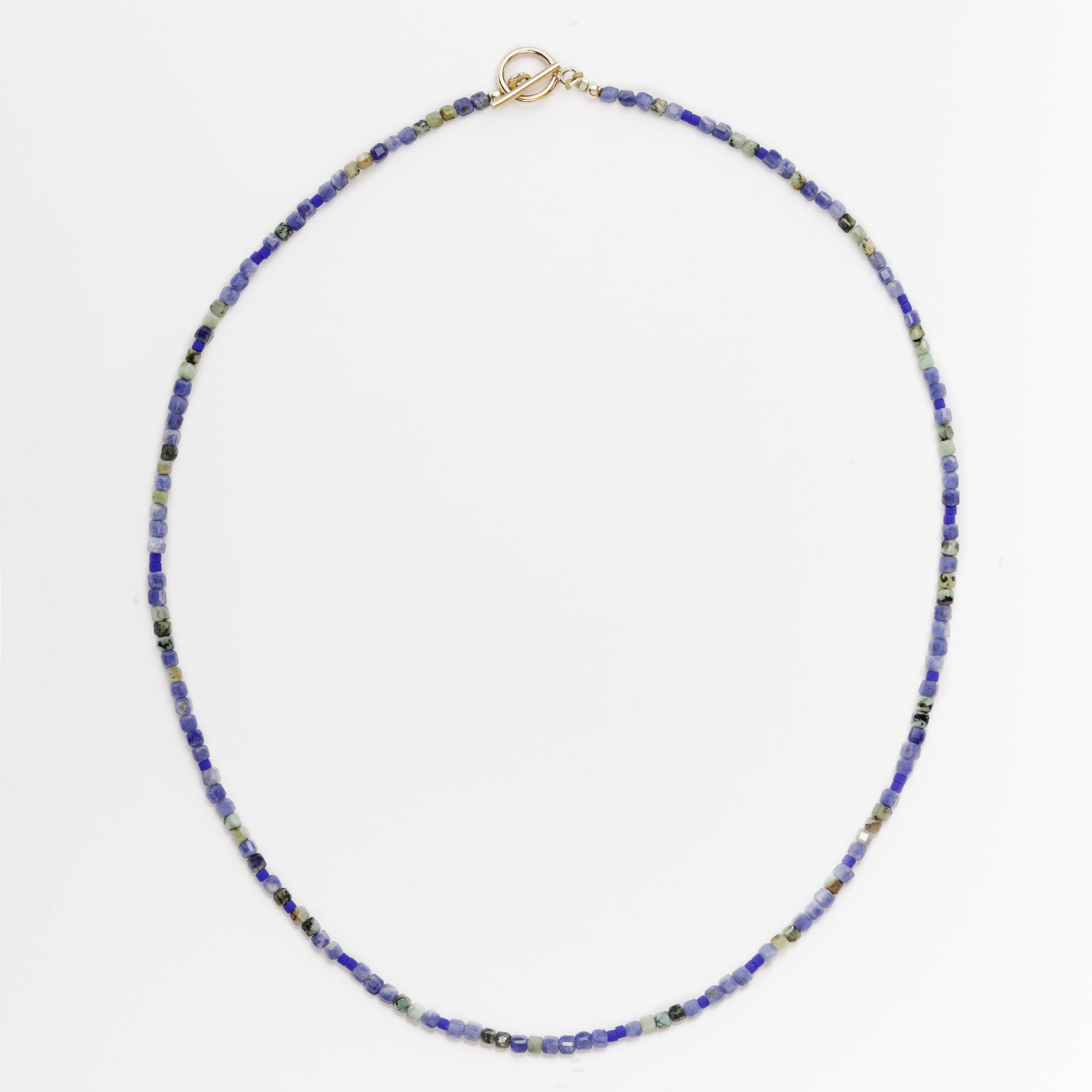 collier court ras de cou turquoise africaine cyanite bleue Miyuk iblue fermoi OT Gold-filled