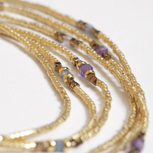 sautoir collier double tour miyuki dorees amethyste sodalite fluorine lapis lazuli journee singuliere