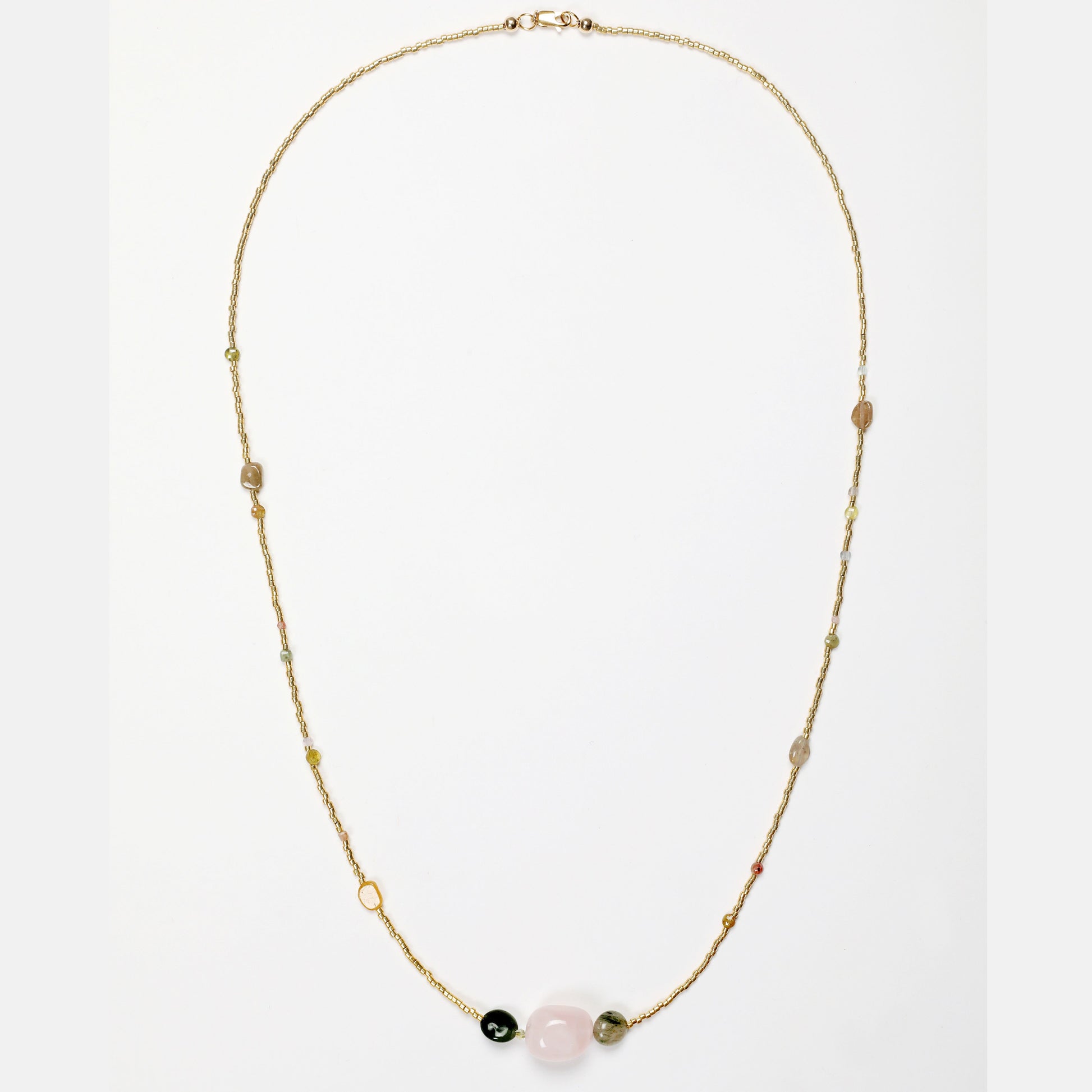 collier miyuki tourmaline quartz cristal swarovski turquoise africaine fluorine fermoir plaque or journee singuliere 1