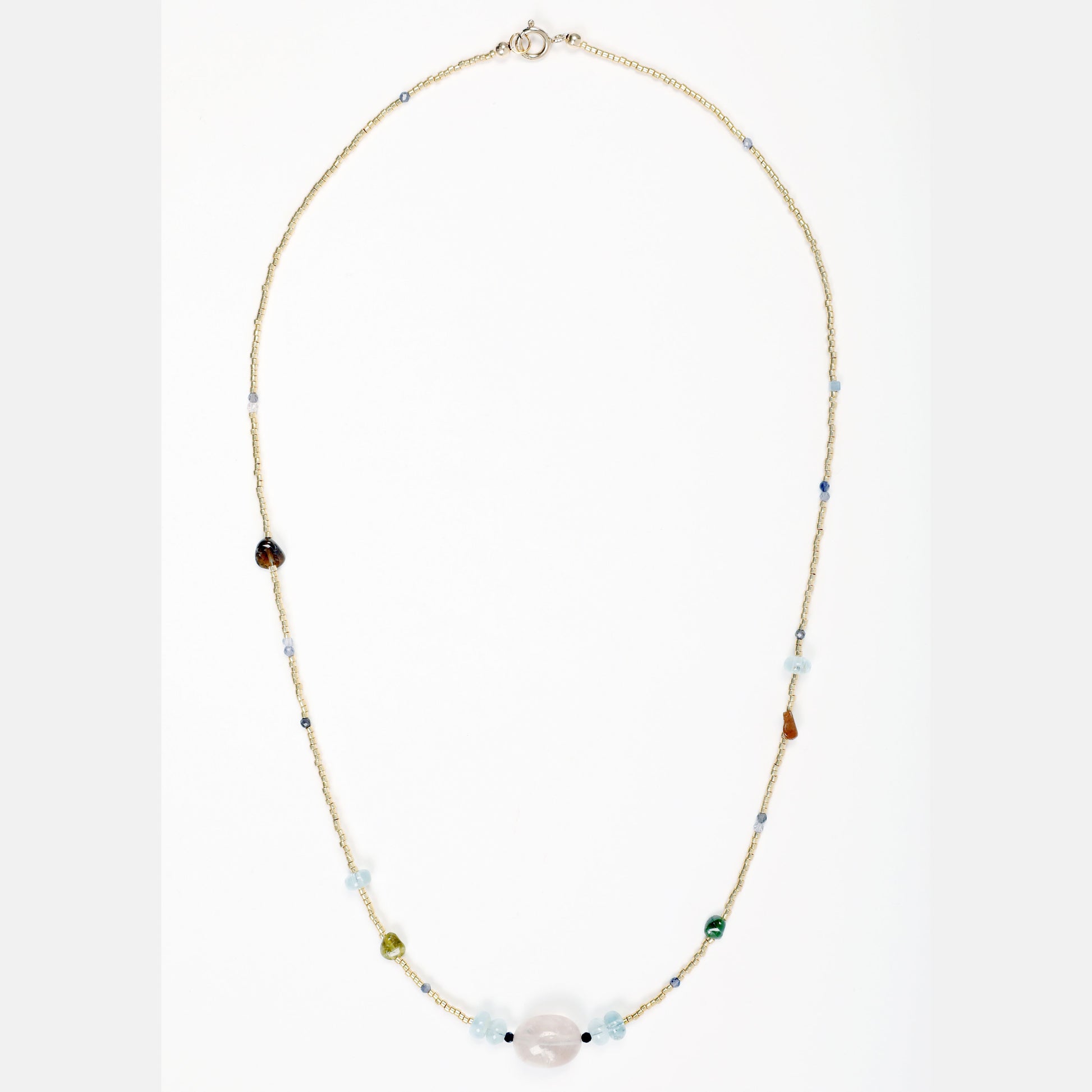 collier miyuki cordierite tourmaline aigue marine quartz cristal swarovski fermoir plaque or journee singuliere 