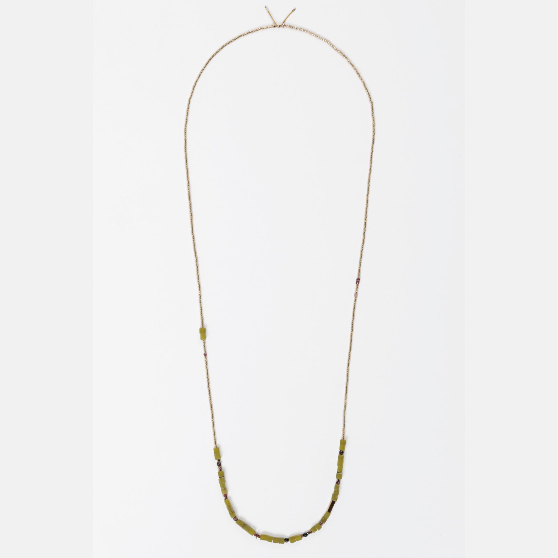 Sautoir jade vert grenat lit de vin hematite tourmaline Gold filed journee singuliere 1