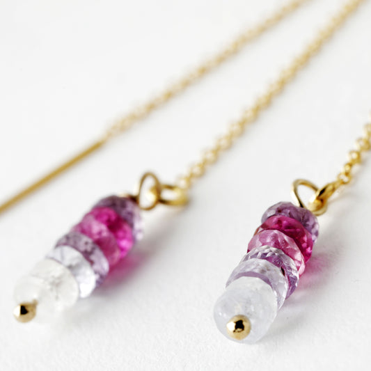 boucles d_oreilles chainettes saphirs arc en cielb ijoux chainette Gold filled journee singuliere