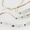 Sautoir long en Aventurine, Grenat lie de vin, Tourmaline, perles japonaises dorées Miyuki