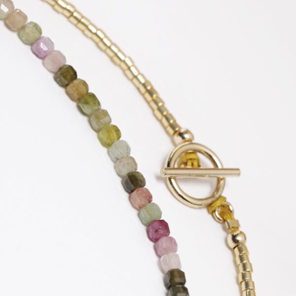 Collier ras-de-cou en Tourmaline, perles japonaises Miyuki dorées fermoir et OT Gold-Filled