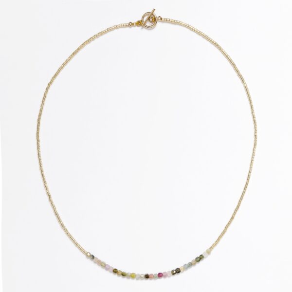 Collier ras-de-cou en Tourmaline, perles japonaises Miyuki dorées fermoir et OT Gold-Filled
