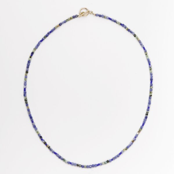 Collier court ras-de-cou en Turquoise Africaine, Cyanite et fermoir OT Gold-Filled