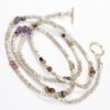 Collier en Améthystes, Oeil de tigre, perles Grenat lie vin et perles Miyuki carrées