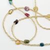 Collier double tour en Miyuki, Tourmaline, Grenat lie de vin et fermoir Gold-filled