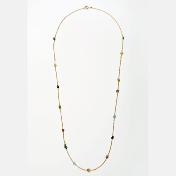 Collier double tour en Miyuki, Tourmaline, Grenat lie de vin et fermoir Gold-filled